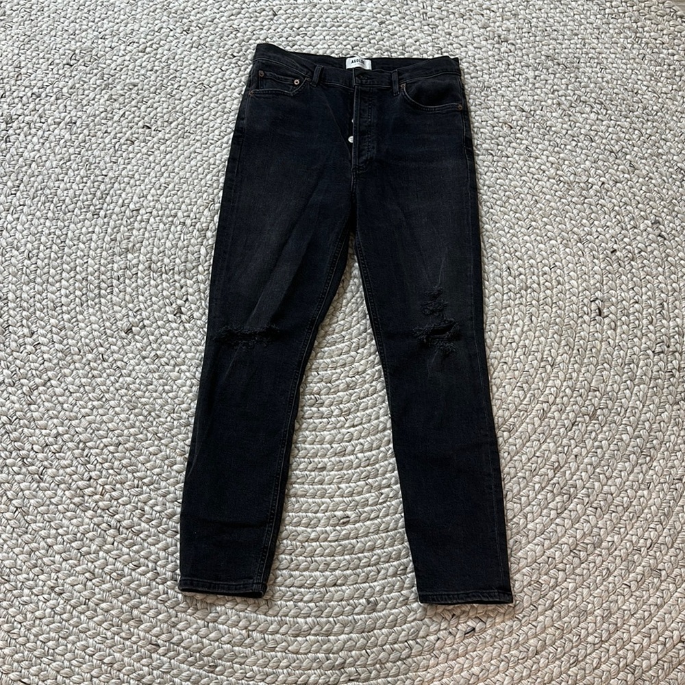Agolde button fly high rise crops